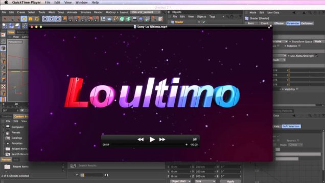 Rotating broken text animation in Cinema 4D