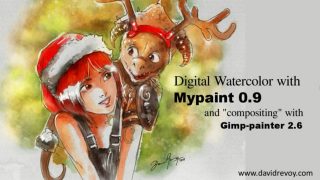 Digital Watercolor with Mypaint 0.9 and Gimp-painter
