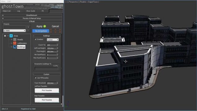 ghostTown 0.5 – Facades and road network